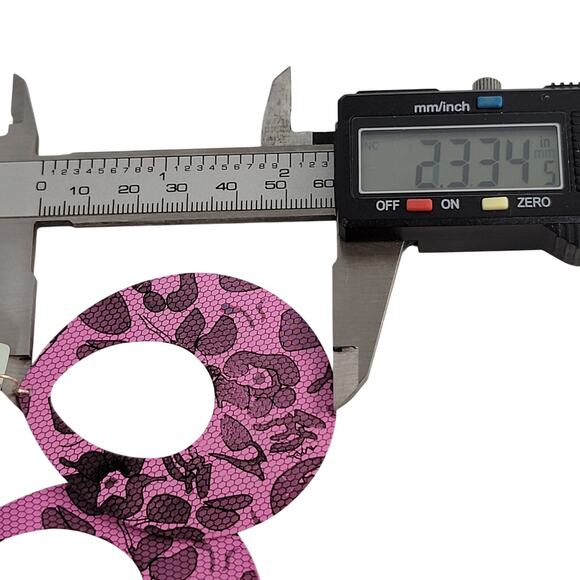 Pink Leopard Print Teardrop Earrings Lightweight Statement Y2K Retro, Gift Bag - Picture 7 of 8